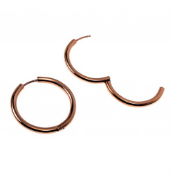 Ø30mm x 3mm Oorbellen Dames - Roségoudkleurig Verguld RVS - Oorringen