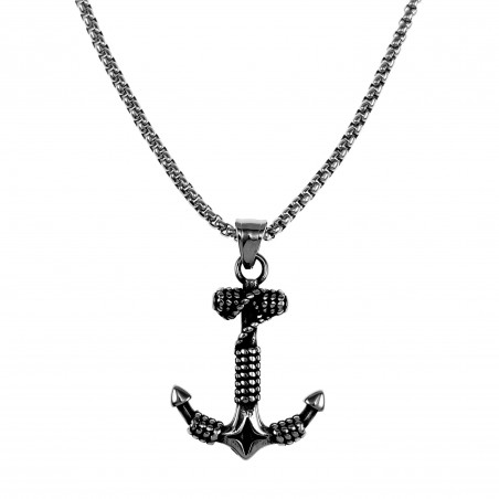 60cm Jasseron Ketting + Anker Hanger Heren RVS Nautische Hanger Ketting