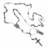 4mm Rozenkrans Ketting Unisex - Zwarte PVD-coating-Zilverkleur RVS