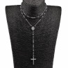 4mm Rozenkrans Ketting Unisex - Zwarte PVD-coating-Zilverkleur RVS
