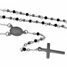 4mm Rozenkrans Ketting Unisex - Zwarte PVD-coating-Zilverkleur RVS