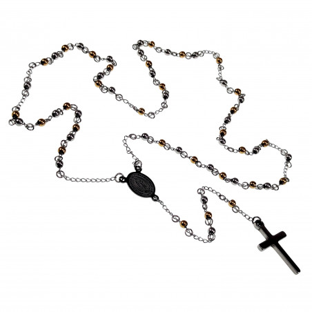 4mm Rozenkrans Ketting Unisex Bicolor - Goud-Zilverkleur RVS