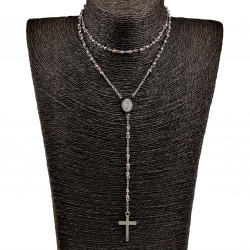 4mm Rozenkrans Ketting Unisex - Bicolor - Goudkleur-Zilverkleur RVS - Kralen Ketting Dames - Heren