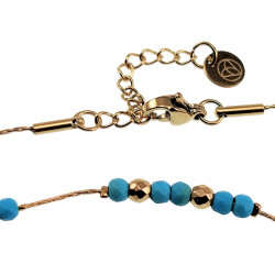 Armband Dames Natuurlijke Turquoise Kralen - RVS 14K Geel Goud Plated