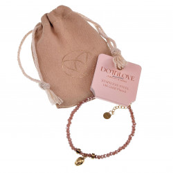 Armband Dames - Mauve Roze Gefacetteerde Kristalkralen - RVS Gold Plated - Verstelbaar