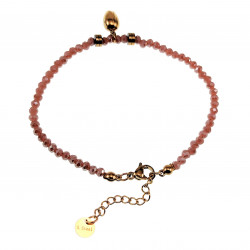 Armband Dames - Mauve Roze Gefacetteerde Kristalkralen - RVS Gold Plated - Verstelbaar