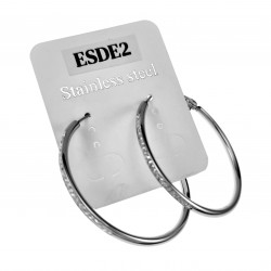 ∅40mm x 2,5mm Oorringen Dames - Gepolijst RVS - Oorbellen mes strass
