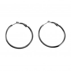 ∅40mm x 2,5mm Oorringen Dames - Gepolijst RVS - Oorbellen mes strass