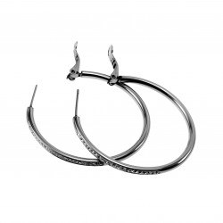 ∅40mm x 2,5mm Oorringen Dames - Gepolijst RVS - Oorbellen mes strass