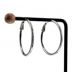 ∅40mm x 2,5mm Oorringen Dames - Gepolijst RVS - Oorbellen mes strass