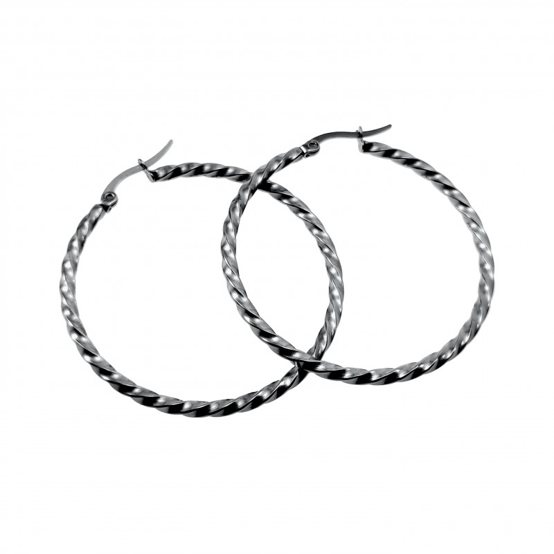 ∅40mm x 2,5mm Oorringen Dames - RVS - Gedraaide Oorbellen ∅40mm x 2,5mm Oorringen Dames - RVS - Gedraaide Oorbellen