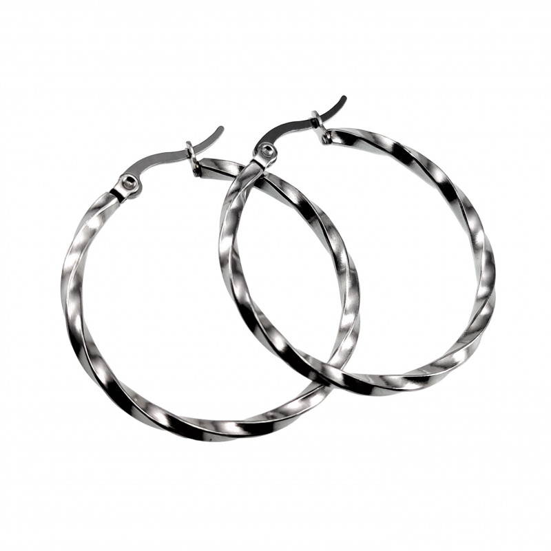 ∅35mm x 2,5mm Oorringen Dames - RVS - Gedraaide Oorbellen ∅35mm x 2,5mm Oorringen Dames - RVS - Gedraaide Oorbellen
