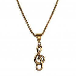 Muzieknoothanger Unisex - Verguld RVS - Symbolische Muzieknoot Hanger