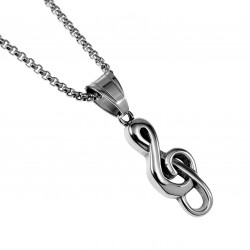 60cm x 3mm Jasseron Ketting + Muzieknoot Hanger Unisex - Gepolijst RVS