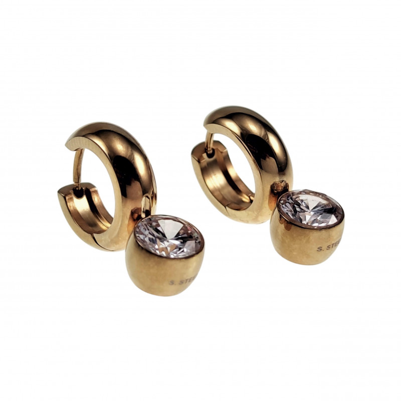 ∅15mm 5mm Oorringen met Afneembaar Hanger-Zirkoonsteen Verguld RVS ∅15mm 5mm Oorringen met Afneembaar Hanger-Zirkoonsteen Verguld RVS