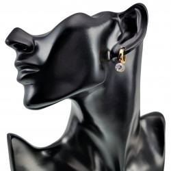 ∅15mm 5mm Oorringen met Afneembaar Hanger-Zirkoonsteen Verguld RVS