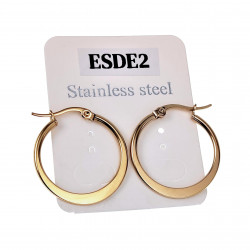 ∅25mm Oorbellen Dames - Platte-Design - Verguld Roestvrij Stalen - Oorringen