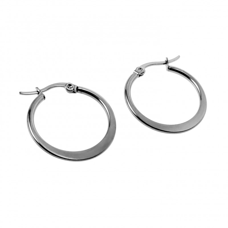 ∅25mm Oorbellen Dames - Platte-Design - Gepolijst RVS - Oorringen ∅25mm Oorbellen Dames - Platte-Design - Gepolijst RVS - Oorringen