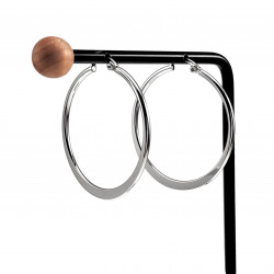 ∅35mm Oorbellen Dames - Platte-Design - Gepolijst RVS - Oorringen