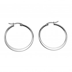 ∅35mm Oorbellen Dames - Platte-Design - Gepolijst RVS - Oorringen