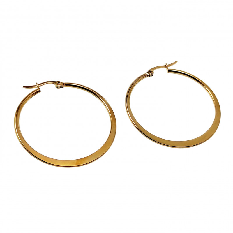 ∅40mm Oorbellen Dames - Platte-Design - Verguld RVS - Oorringen ∅40mm Oorbellen Dames - Platte-Design - Verguld RVS - Oorringen