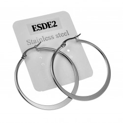 ∅40mm Oorbellen Dames - Gepolijst RVS - Oorringen Platte -Design