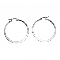 ∅40mm Oorbellen Dames - Gepolijst RVS - Oorringen Platte -Design