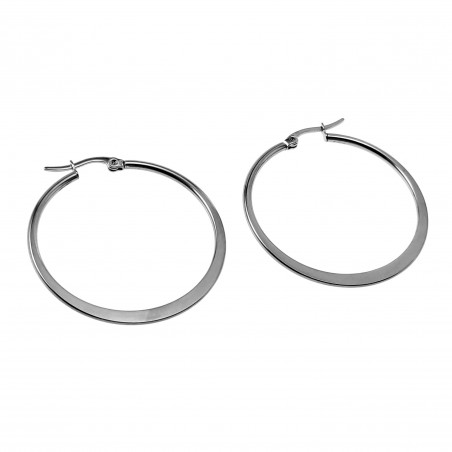 ∅40mm Oorbellen Dames - Gepolijst RVS - Oorringen Platte -Design