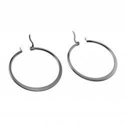 ∅40mm Oorbellen Dames - Gepolijst RVS - Oorringen Platte -Design