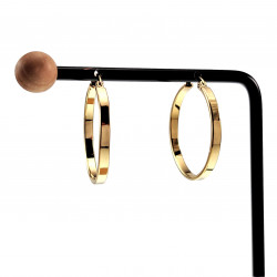 ∅30mm x 3mm Oorbellen Dames - Verguld RVS - Brede-Design Oorringen