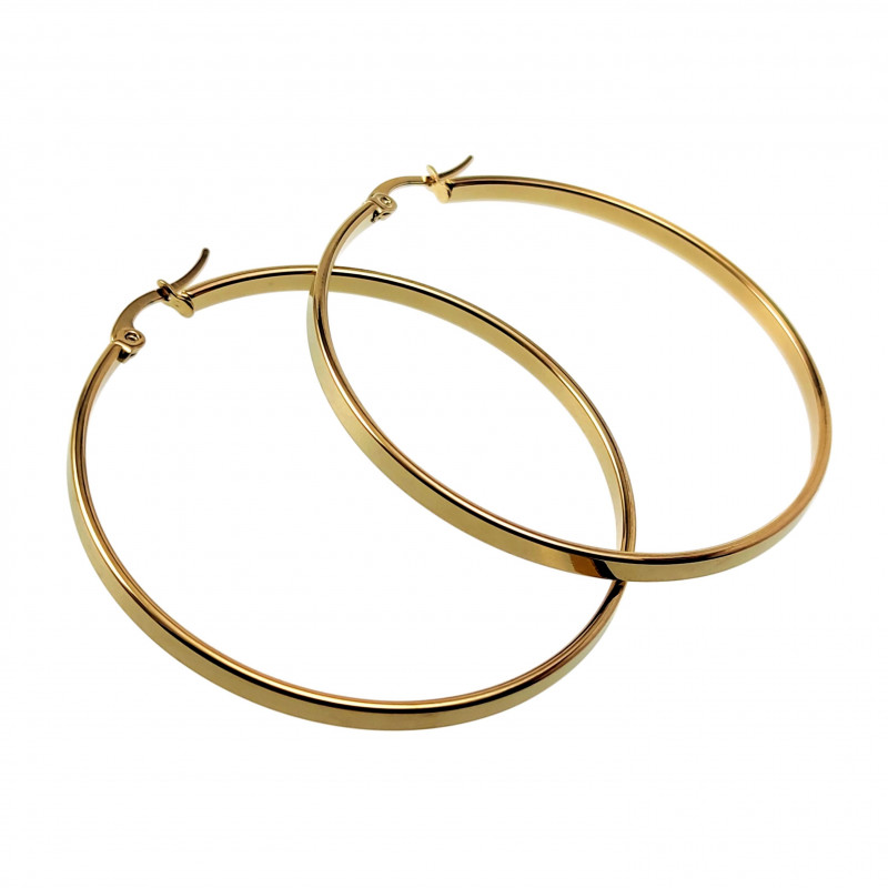 ∅50mm x 3mm Oorbellen Dames - Verguld RVS - Brede-Design Oorringen ∅50mm x 3mm Oorbellen Dames - Verguld RVS - Brede-Design Oorringen