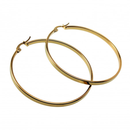 ∅50mm x 3mm Oorbellen Dames - Verguld RVS - Brede-Design Oorringen