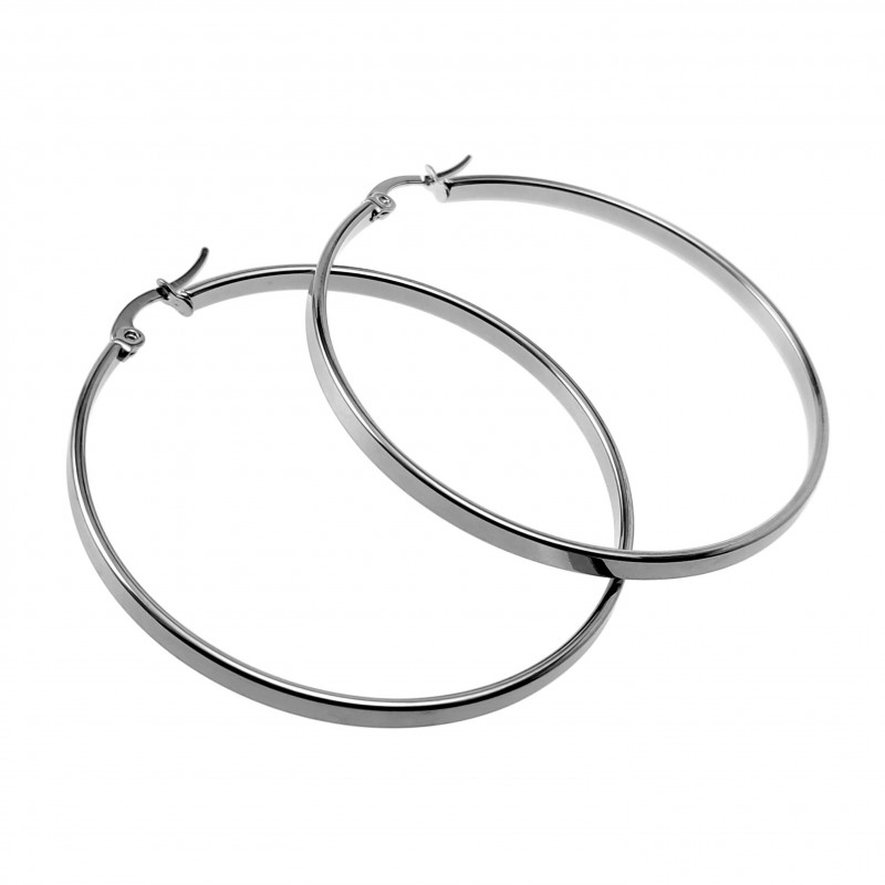 ∅50mm x 3mm Oorbellen Dames - Gepolijst RVS - Brede-Design Oorringen ∅50mm x 3mm Oorbellen Dames - Gepolijst RVS - Brede-Design Oorringen