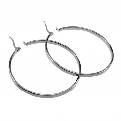∅50mm x 3mm Oorbellen Dames - Gepolijst RVS - Brede-Design Oorringen
