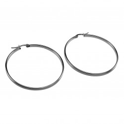 ∅50mm x 3mm Oorbellen Dames - Gepolijst RVS - Brede-Design Oorringen