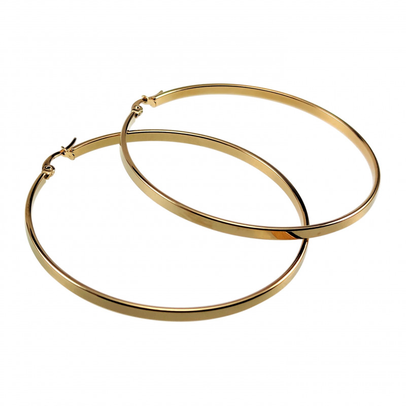 ∅60mm x 3mm Oorbellen Dames - Verguld RVS - Brede-Design Oorringen