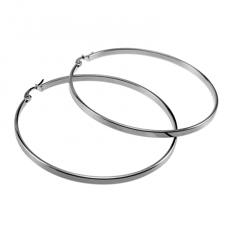 ∅60mm x 3mm Oorbellen Dames - Gepolijst RVS - Brede-Design Oorringen