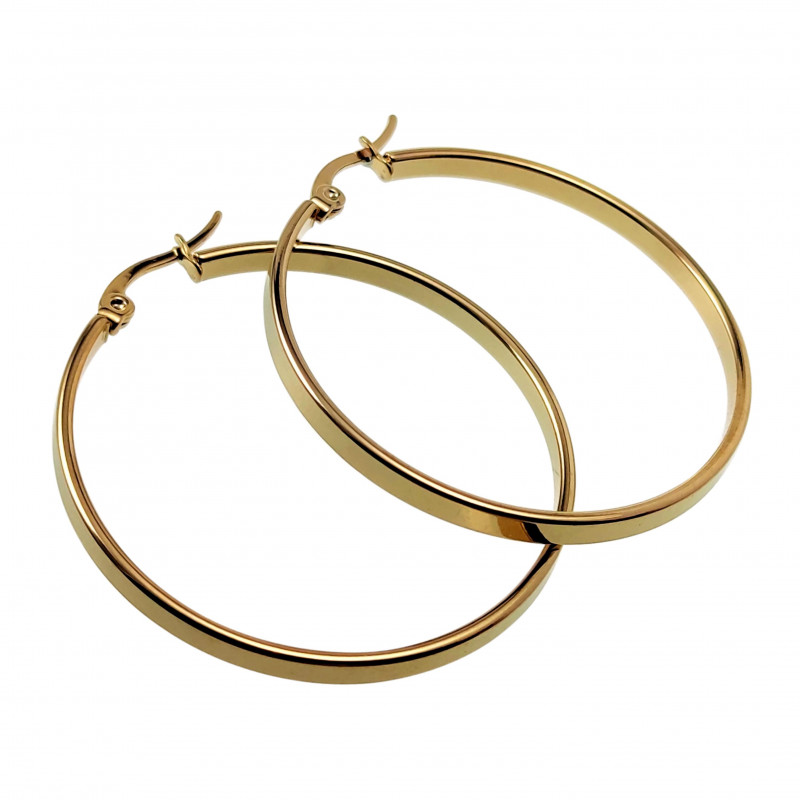 ∅40mm x 3mm Oorbellen Dames - Verguld RVS - Brede-Design Oorringen ∅40mm x 3mm Oorbellen Dames - Verguld RVS - Brede-Design Oorringen