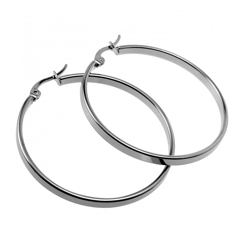 ∅40mm x 3mm Oorbellen Dames - Gepolijst RVS - Brede-Design Oorringen ∅40mm x 3mm Oorbellen Dames - Gepolijst RVS - Brede-Design Oorringen