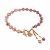 Dames Armband met Paarse Kristal en Zoetwaterparels - Verguld RVS