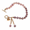 Dames Armband met Paarse Kristal en Zoetwaterparels - Verguld RVS