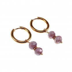 ∅18mm 2,5mm Dames Oorringen met Paarse Kristal Hanger Verguld RVS