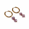 ∅18mm 2,5mm Dames Oorringen met Paarse Kristal Hanger Verguld RVS