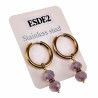 ∅18mm x 2,5mm Oorbellen Dames - Verguld RVS - Oorringen met Paarse Gefacetteerde Kristallen Hanger