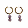 ∅18mm x 2,5mm Oorbellen Dames - Verguld RVS - Oorringen met Paarse Gefacetteerde Kristallen Hanger