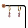 ∅18mm x 2,5mm Oorbellen Dames - Verguld RVS - Oorringen met Paarse Gefacetteerde Kristallen Hanger