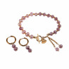 ∅18mm 2,5mm Dames Oorringen met Paarse Kristal Hanger Verguld RVS