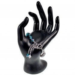 Dames Armband met Grijsblauwe Kristal en Zoetwaterparels - RVS