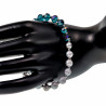 Dames Armband met Grijsblauwe Kristal en Zoetwaterparels - RVS