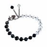 Armband met Transparante Blauwgrijze Kristal - Zoetwaterparels - RVS